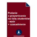 podanie-o-przywrocenie-na-liste-studentow-wzor-uzasadnienie